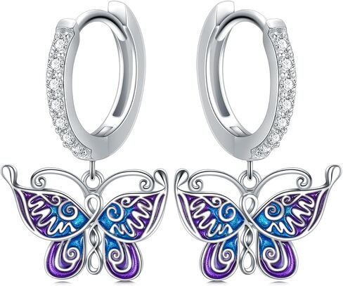 OHAYOO Butterfly Earrings 925 Sterling Silver Butterfly Dangle Earrings Purple Butterfly Earrings for Women Girls in Saudi Arabia