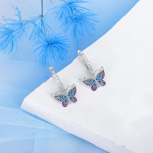 OHAYOO Butterfly Earrings 925 Sterling Silver Butterfly Dangle Earrings Purple Butterfly Earrings for Women Girls in Saudi Arabia