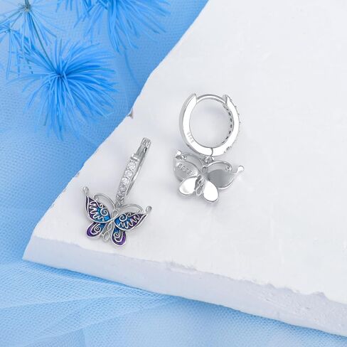 OHAYOO Butterfly Earrings 925 Sterling Silver Butterfly Dangle Earrings Purple Butterfly Earrings for Women Girls in Saudi Arabia