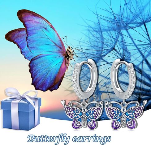 OHAYOO Butterfly Earrings 925 Sterling Silver Butterfly Dangle Earrings Purple Butterfly Earrings for Women Girls in Saudi Arabia