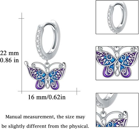 OHAYOO Butterfly Earrings 925 Sterling Silver Butterfly Dangle Earrings Purple Butterfly Earrings for Women Girls in Saudi Arabia