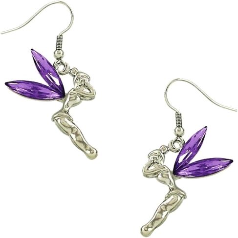 Tinkerbell Fairy Earrings Purple Crystal Wings Gift Boxed Tinker Bell in Saudi Arabia