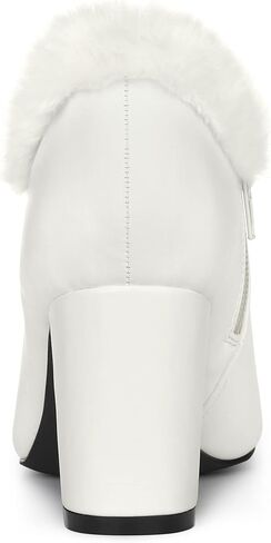 Allegra K Women's Block Heels Pointed Toe Faux Fur Ankle Booties in Saudi Arabia