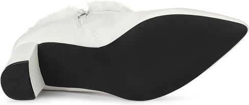Allegra K Women's Block Heels Pointed Toe Faux Fur Ankle Booties in Saudi Arabia