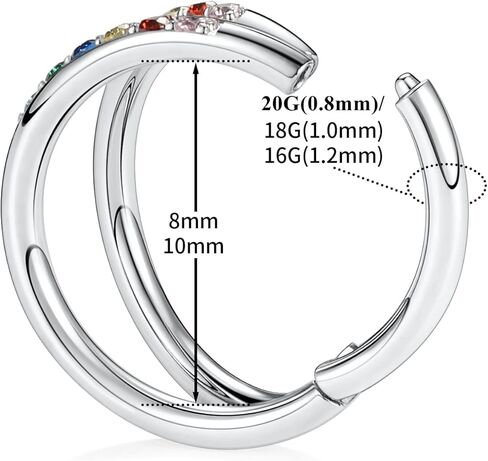 YROGCU 16G 18G 20G 6mm7mm 8mm 10mm الفولاذ المقاوم للصدأ على شكل حرف L الحاجز الفرس المفصلي الأنف الدائري هوب الأزرار: الشفاه العين الجزء الدائري Daith Rook الغضروف أقراط الزنمة محارة الحلزون الفص الأذن ثقب المجوهرات in Saudi Arabia