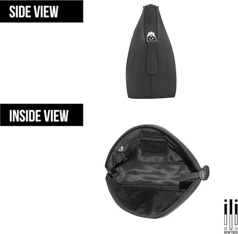 ili New York - Leather Cosmetic Makeup Case - Genuine Leather Cosmetic Clutch for Makeup Essentials w/Zipper Enclosures for Secure Protection in Kuwait