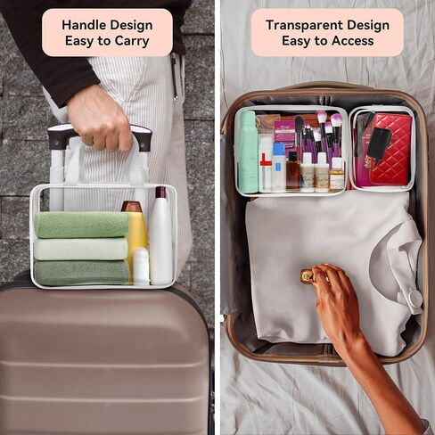 10 PCS Clear Travel Makeup Toiletry Bag, Plastic PVC Cosmetic TSA Approved Organizer Kit with Zipper Handbag（Black） in Saudi Arabia
