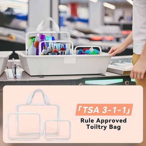 10 PCS Clear Travel Makeup Toiletry Bag, Plastic PVC Cosmetic TSA Approved Organizer Kit with Zipper Handbag（Black） in Saudi Arabia