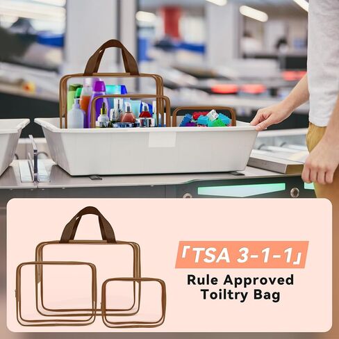 10 PCS Clear Travel Makeup Toiletry Bag, Plastic PVC Cosmetic TSA Approved Organizer Kit with Zipper Handbag（Black） in Saudi Arabia