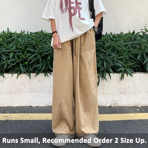السراويل البضائع النسائية الفضفاضة Y2K الشارع الشهير القطن الصلبة خمر فضفاضة تناسب مع جيوب بالازو in Kuwait