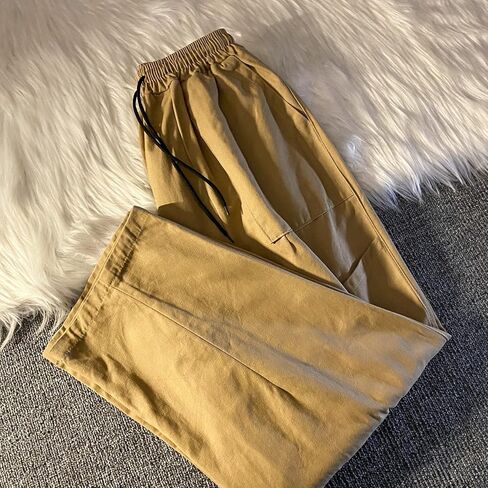 السراويل البضائع النسائية الفضفاضة Y2K الشارع الشهير القطن الصلبة خمر فضفاضة تناسب مع جيوب بالازو in Kuwait