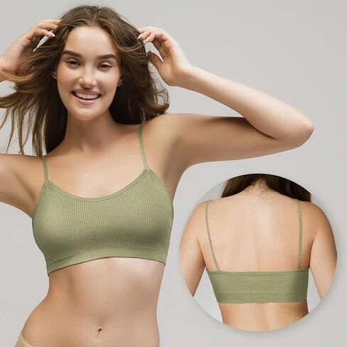 KCDDUMK 3 قطع حمالات صدر مبطنة برقبة على شكل حرف V للنساء، حمالات صدر رياضية للنساء حزم حمالة صدر للنوم مع أشرطة مطاطية in Kuwait