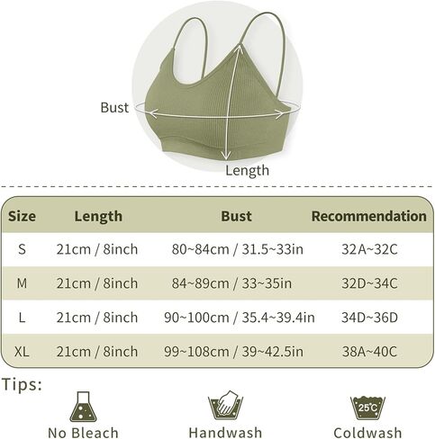 KCDDUMK 3 قطع حمالات صدر مبطنة برقبة على شكل حرف V للنساء، حمالات صدر رياضية للنساء حزم حمالة صدر للنوم مع أشرطة مطاطية in Kuwait
