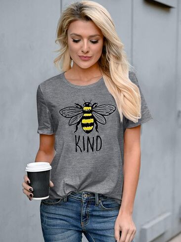قمصان نسائية خارجية من البنوك Pogue Life تي شيرت Be Kind Teacher Bee تي شيرت مضحك ملهم برسومات تي شيرت in Kuwait