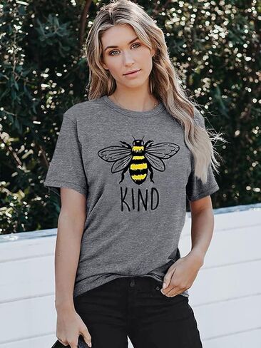 قمصان نسائية خارجية من البنوك Pogue Life تي شيرت Be Kind Teacher Bee تي شيرت مضحك ملهم برسومات تي شيرت in Kuwait