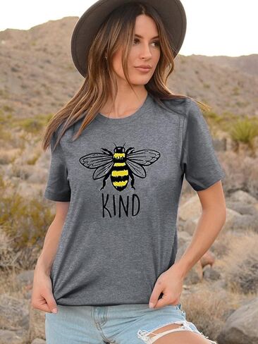 قمصان نسائية خارجية من البنوك Pogue Life تي شيرت Be Kind Teacher Bee تي شيرت مضحك ملهم برسومات تي شيرت in Kuwait