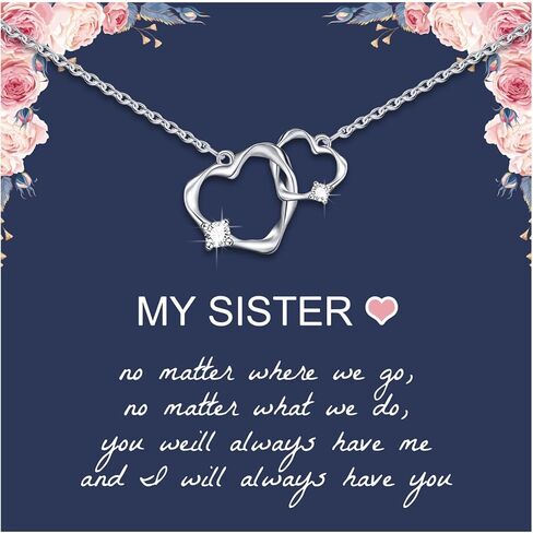 XUANPAI هدايا الأخت، المتشابكة 2 دوائر هدايا قلادة القلب للأخوات، الأخت الكبرى الأخت الصغيرة هدية BFF، هدايا عيد ميلاد الأخت من الأخت in Kuwait