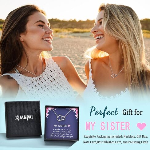 XUANPAI هدايا الأخت، المتشابكة 2 دوائر هدايا قلادة القلب للأخوات، الأخت الكبرى الأخت الصغيرة هدية BFF، هدايا عيد ميلاد الأخت من الأخت in Kuwait