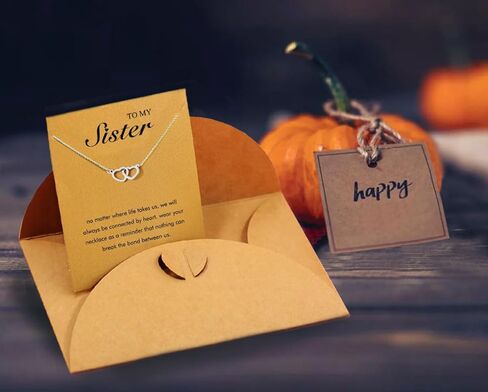 هدايا الأخت قلائد الأخت على شكل قلب الفراشة، هدايا الأخوات من الأخت، أفكار هدايا عيد ميلاد الأخت للنساء والفتيات مع حامل الهدايا in Kuwait