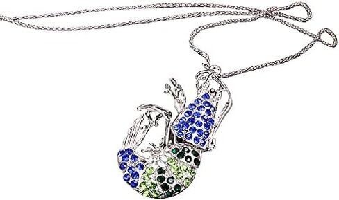 الفضة جراد البحر قاعدة الروبيان قلادة ملونة كريستال الحيوان قلادة للنساء هدايا مجوهرات للبنات in Kuwait