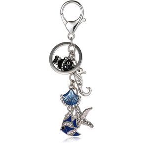Liavy's Sea Life Beach Collection Charm Fashionable Keychain - Sparkling Crystal - Unique Gift and Souvenir - 2 Colors