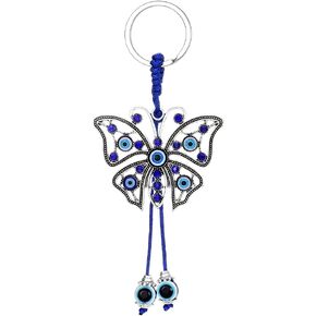 فراشة عين الشر المفاتيح سيارة معلقة حلية سحر العين الزرقاء لمرآة الرؤية الخلفية وحلقة مفتاح السيارة in Kuwait