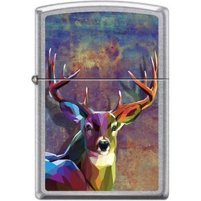 Zippo Lighter- Deer Abstract Buck Design Street Chrome Windproof Lighter #Z1089