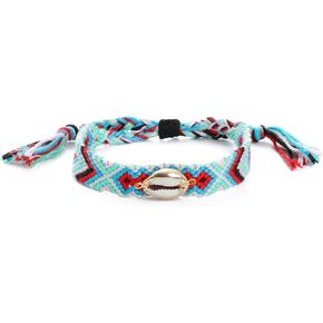 أساور بوهيمية مصنوعة يدويًا للنساء والرجال، جديلة قابلة للتكديس مع صدفة in Kuwait