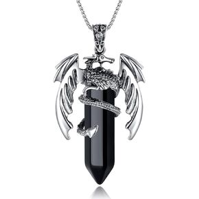 MAIBAOTA Dragon Necklace for Men Women Crystal Necklace Cool Mens Necklaces Dragon Jewelry Natural Gemstone Necklace