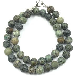 Natural African Turquoise Gemstone Round Beaded Stretchable 15.5" Inches Choker Necklace For Girls and Women, Unisex Necklace, Handmade Necklace,Beaded Necklace For Gift, Christmas Gift