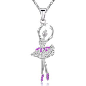 Silver Dancing Ballerina Necklace Recital Dancer Gift Ballet Pendant Necklace for Girls Teens Women