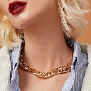 Punk Cuban Link Chain Choker Necklace Chunky Curb Chain Necklace Hiphop Accessories for Women and Girls