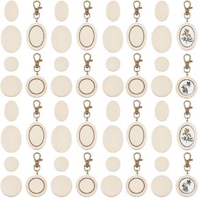 OLYCRAFT 30 Sets Coffin Mini Embroidery Hoops Wooden Cross Stitch Hoops 2.5mm Hole Mini Coffin Wood Hoop Ring Wood Tiny Cross Stitch Hoop Ornament for DIY Embroidery Necklace Keychain Pendant Crafts