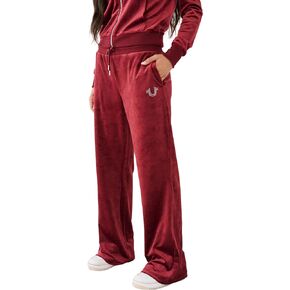 True Religion Women's Misses Velour Straight Leg Pant
