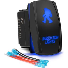 مقاوم للماء 5 دبوس أضواء خلفية الروك التبديل الليزر إصبع SPST ON / OFF اثنين LED الخلفية الضوء الأزرق 20A 12V للسيارات السيارات دراجة نارية شاحنة قارب البحرية على الطرق الوعرة استبدال عدة (مع سلك الطائر)