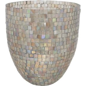 Creative Co-Op Mosaic Glass Candle Holder, Iridescent Finish
