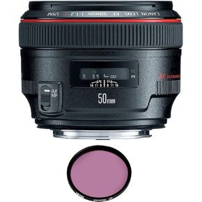 Canon EF 50mm f/1.2L USM Lens with Pro Filter (Renewed)