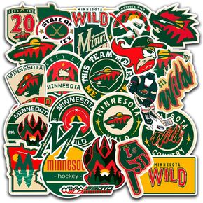 25 PCS Minnesota American Wild Hockey Stickers for Water Bottle, Laptop, Bicycle, Computer, Motorcycle, Travel Case, Car Decal Decoration Stickers