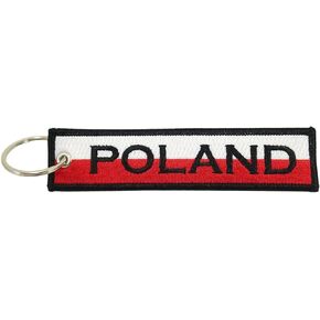Luso Poland Flag Key Chain, 100% Embroidered