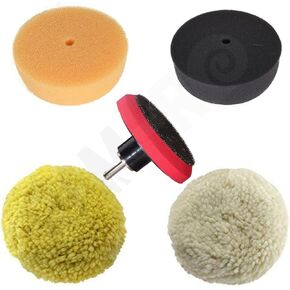 RAM-PRO 3" Car Buffing and Wax Polishing Pad Kit - Drill Attachment Tool with Fastener Wheels