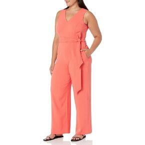 Kasper womens Slvless V-neck Jumpsuit W/Straight Pant