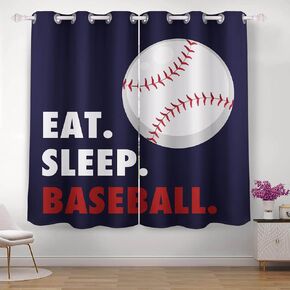 Curtains 42 x 63 inch Blackout Curtains Top Grommet Darkening Window Curtains (2 Panel) for Room Baseball Sports