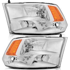 Headlight Assembly For Dodge For Ram 1500 2009-2010 For Dodge For Ram 2500 2010 For Dodge Chrome Housing Amber Reflector Clear Lens Driver and Passenger Side Headlamp