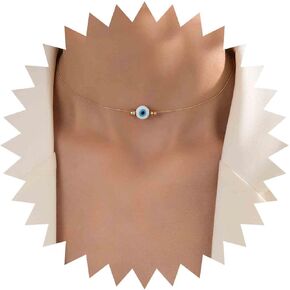Boho Evil Eye Choker Necklace Vintage Evil Eye Necklace Choker Gold Demon Eye Necklace Chain Blue Eye Necklace Chain Protection Necklace Jewelry for Women and Girls Amulet Gifts