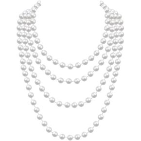 150cm Long Layered 1920s Imitation Pearl Choker Necklace Baroque Strands Beads Pearl Choker for Women Girls Wedding Bridal Jewelry Gifts