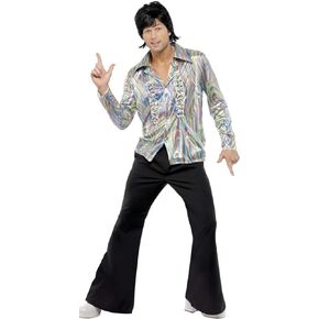 Smiffy's Men's 70S Retro Costume with Psychedelic Pattern Shirt and Flares