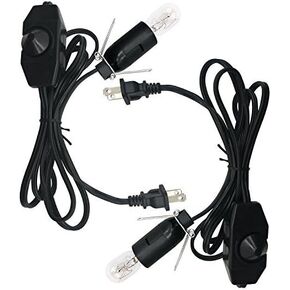 Himalayan Salt Lamp Cords with Dimmer Switch,Original Replacement Cords and 25 Watt Bulbs for Salt Rock Lamp,UL Listed Cords(2 Cords and 2 Bulbs)
