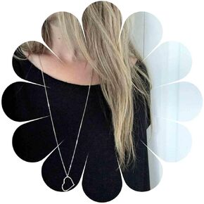 Boho Long Love Pendant Necklace Gold Minimalist Heart Necklace Chain Hollow Heart Drop Necklace Jewelry for Women and Girls Gifts(Gold)
