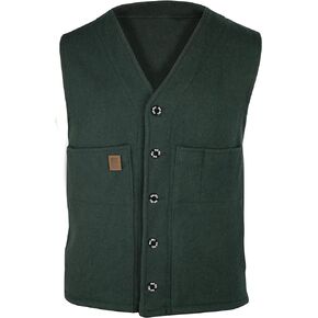 Regular and Big and Tall Heavyweight Wool Vest for Hunting, Shooting, and Outdoor Wear to Size 3X in Green Made in CANADA