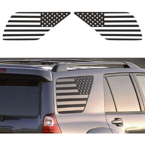 TOMALL 1 Pair American Flag Vinyl Decals Compatible with Toyota 4Runner 2003-2009 Matte Black Precut USA Flag Rear Side Quarter Window Stickers Waterproof Decoration (Matte Black, Both Sides, 4th Gen)